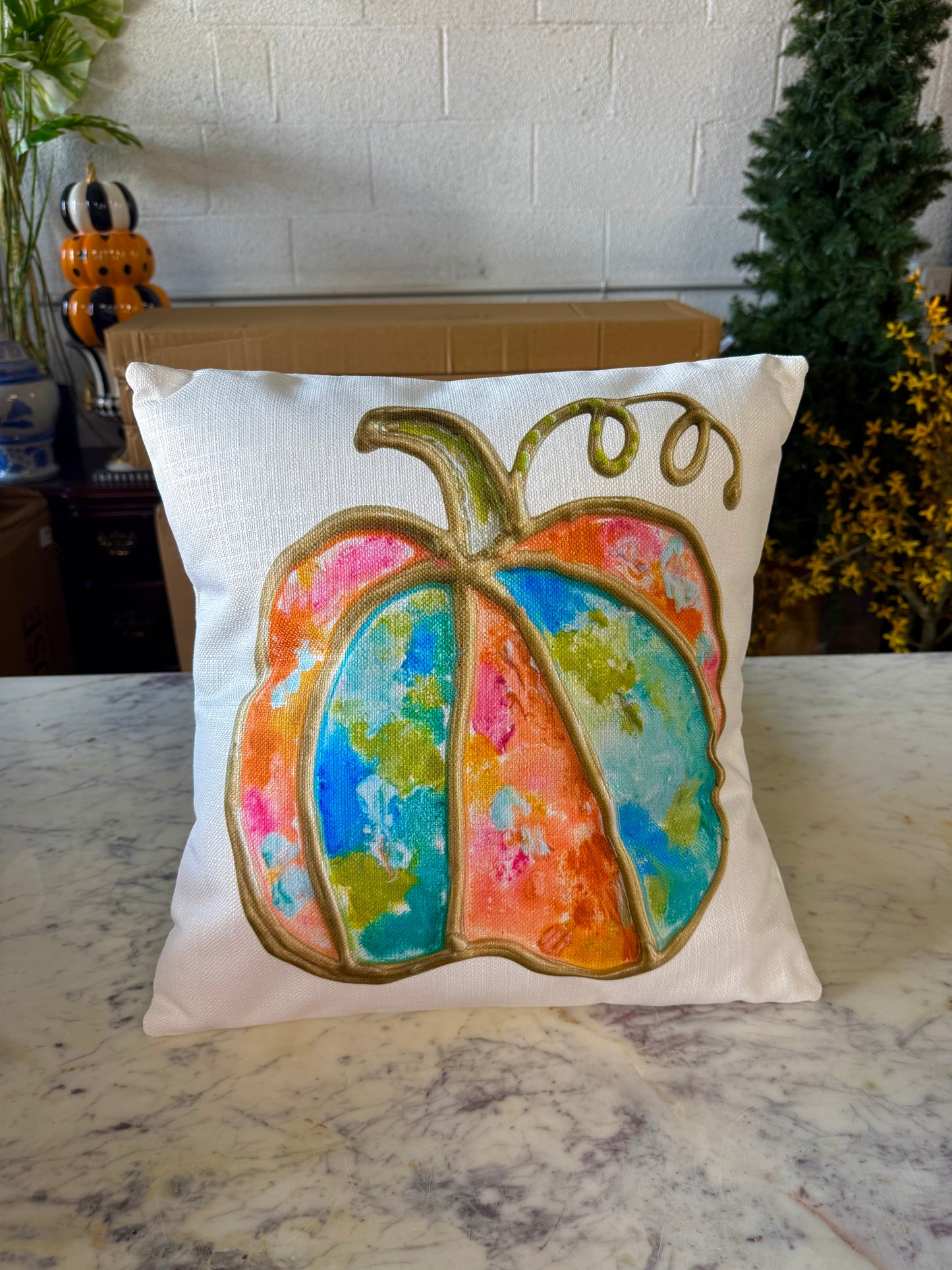 Neon Pumpkin Pillow
