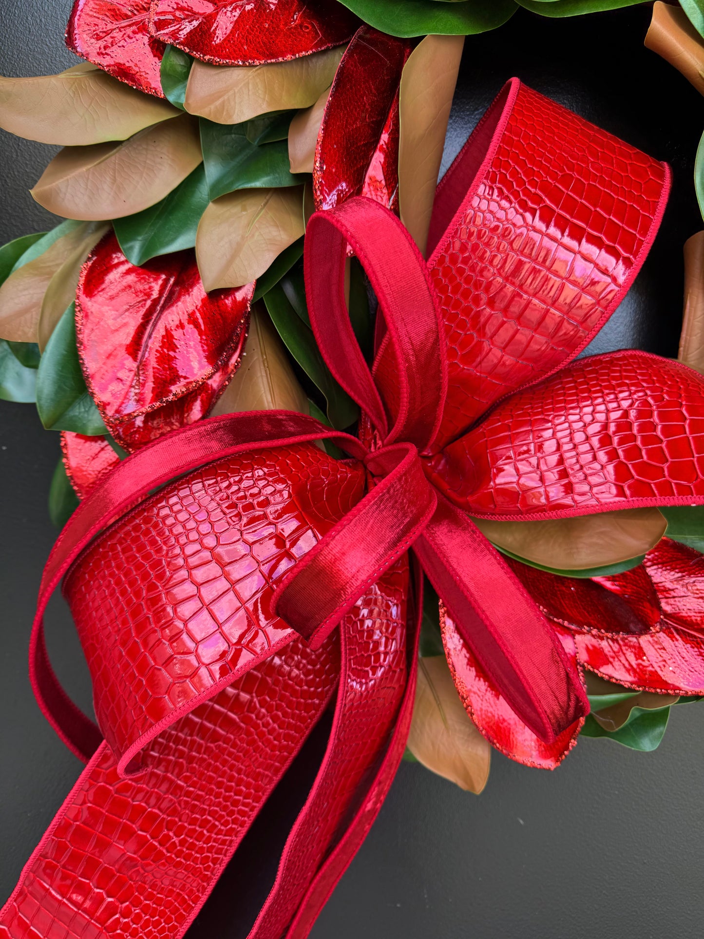 Crimson Magnolia Christmas Wreath