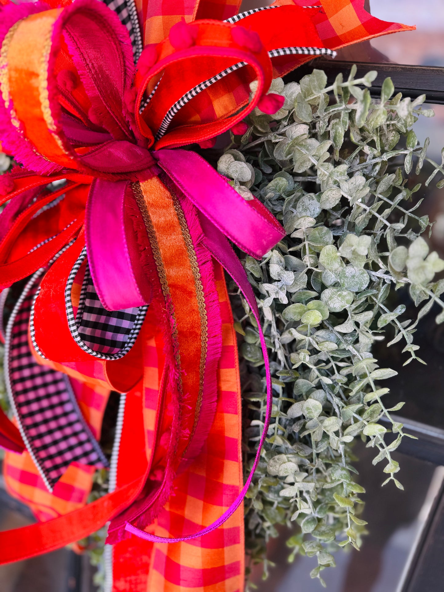 24” Frosted Eucalyptus Wreath With Bow