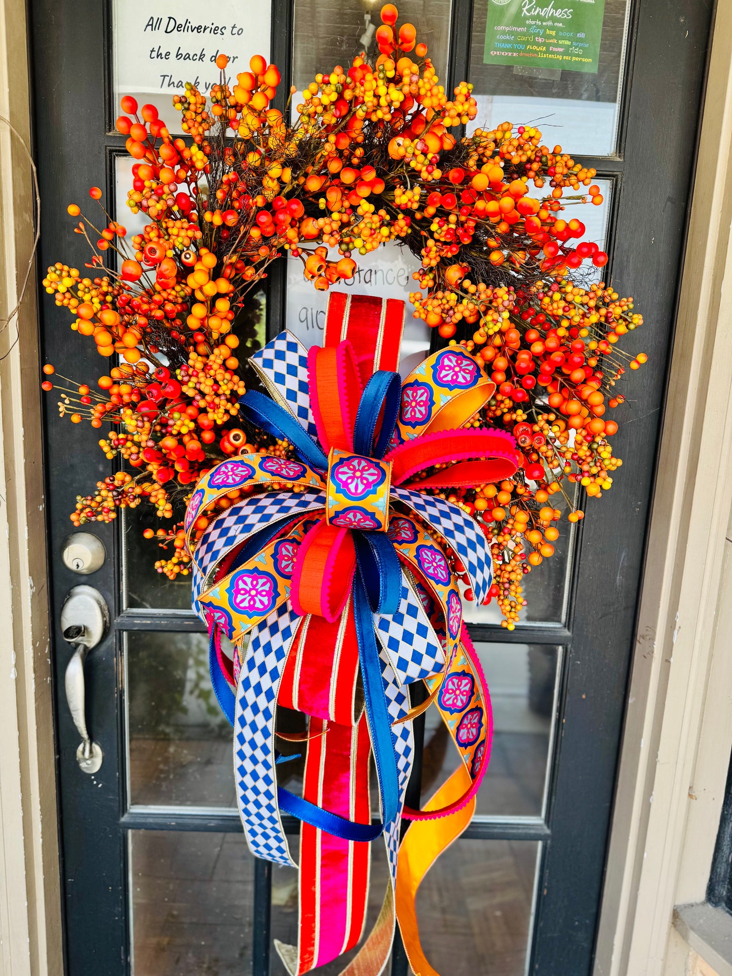30” Orange Berry Wreath WITH bow