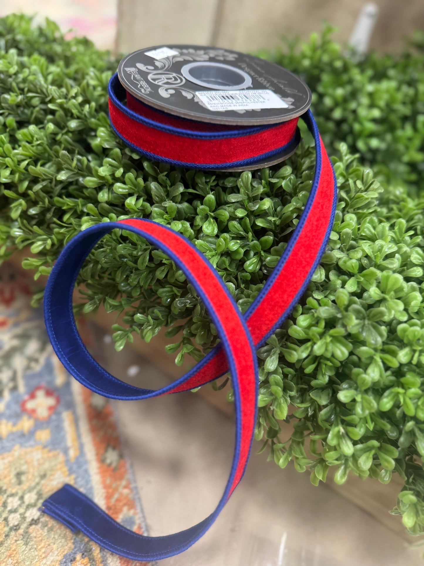 Red & Royal Velvet 7/8” Roll of Ribbon