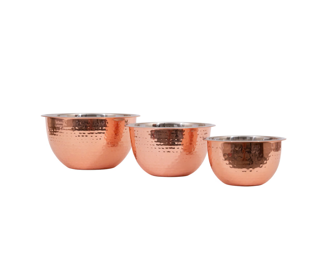 SET of 3 Hammered Stainless Steel Bowls