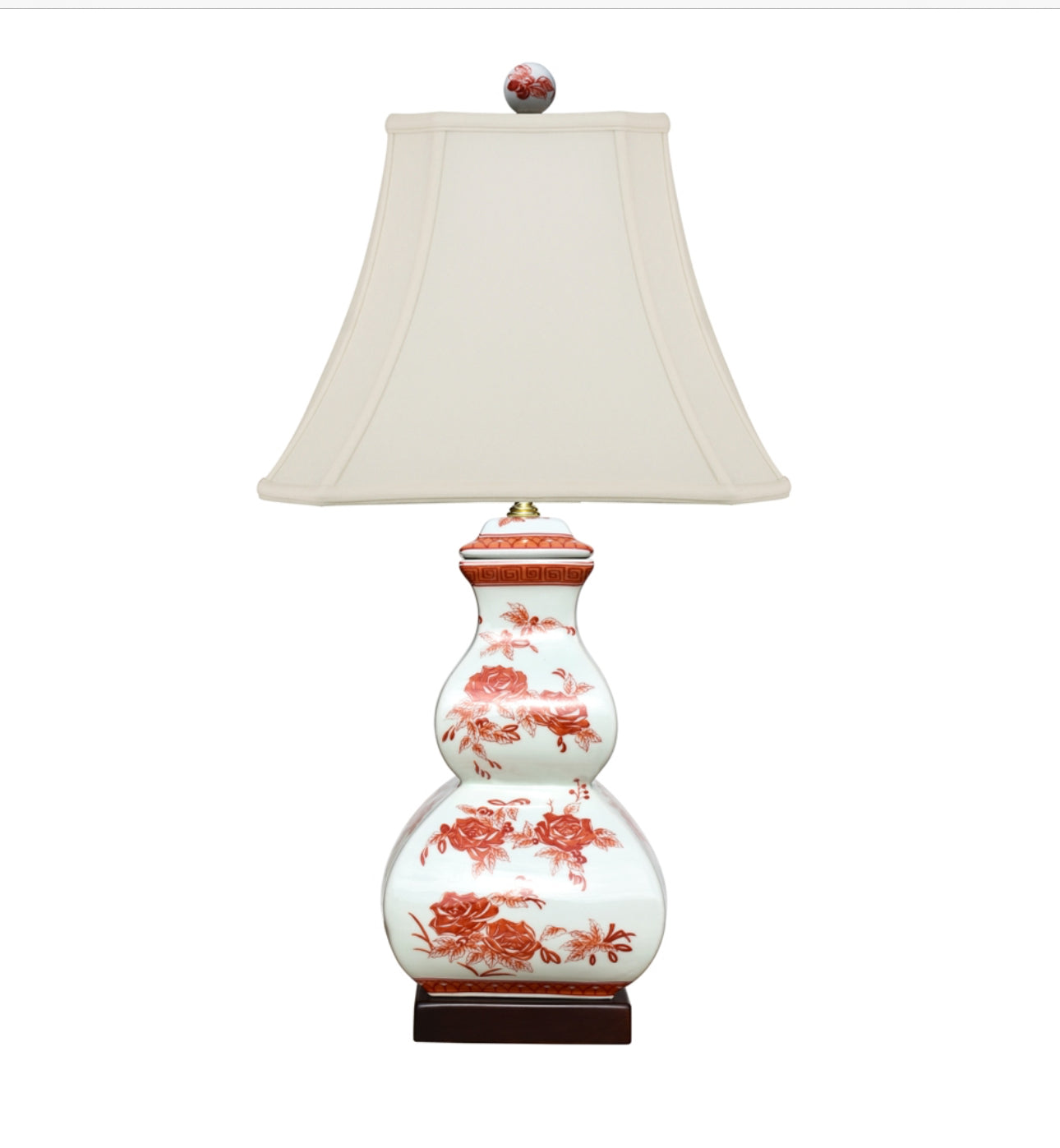 Porcelain Orange Floral Square Gourd Lamp