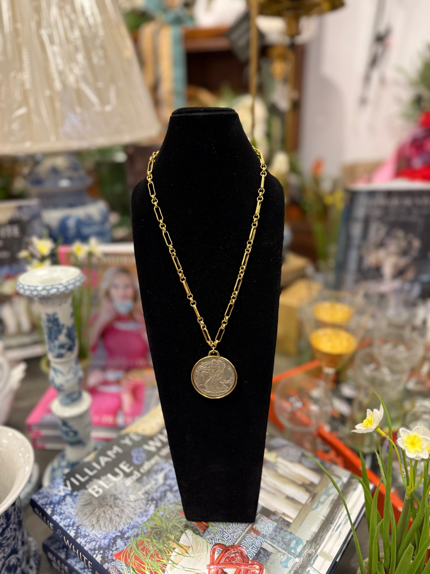 Gold Coin Necklace Reversible