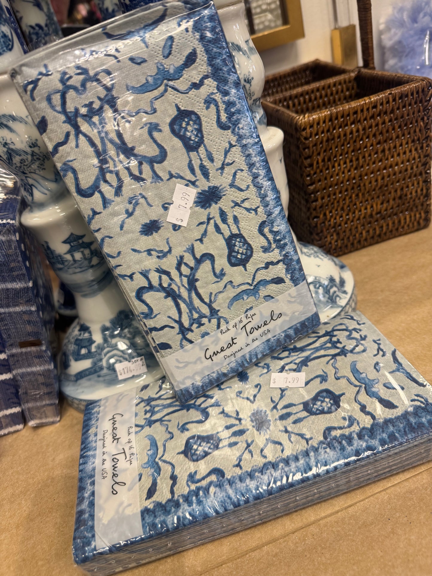 Blue Printed Cocktail Napkins