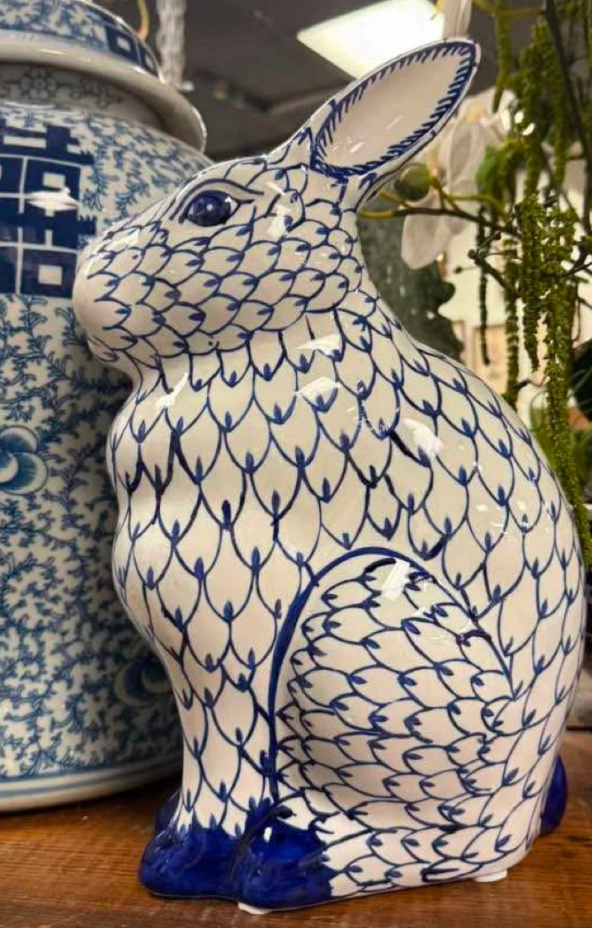 Blue and White Porcelain Bunny
