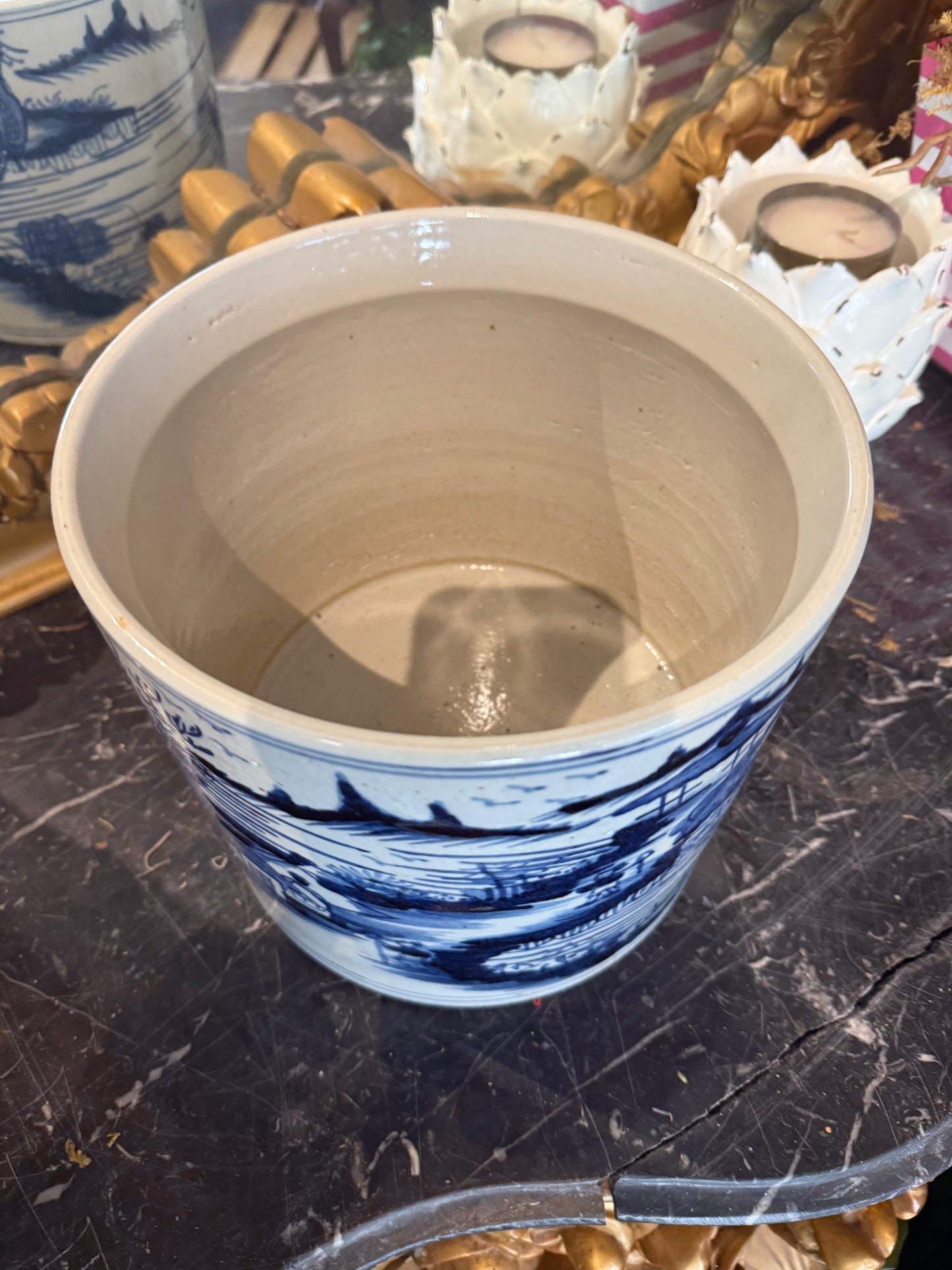 Blue and White Town Decanter