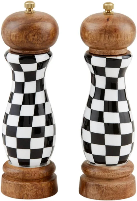 Black & White Check Salt & Pepper Grinder Set