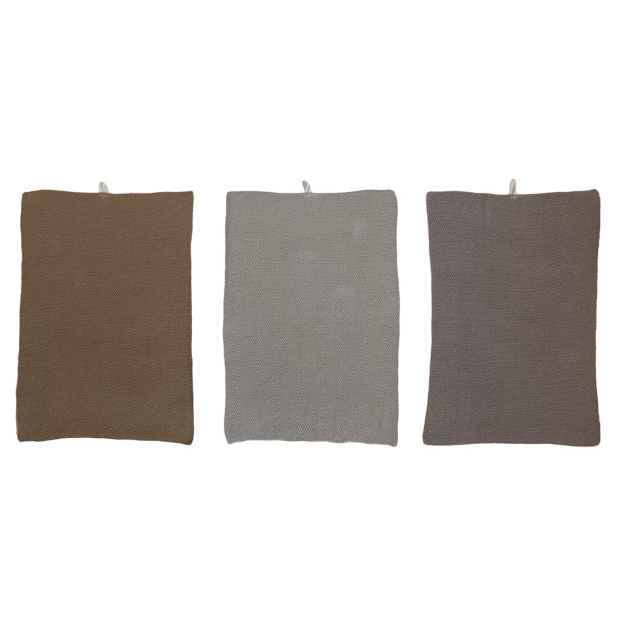 SET of 3 Cotton Knit Towels
