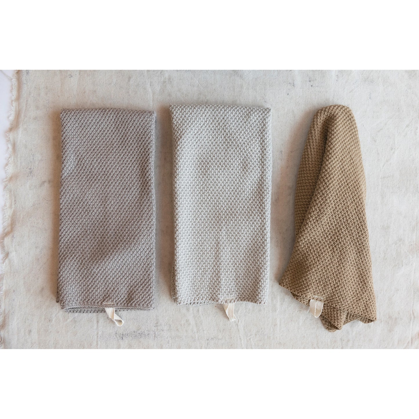SET of 3 Cotton Knit Towels