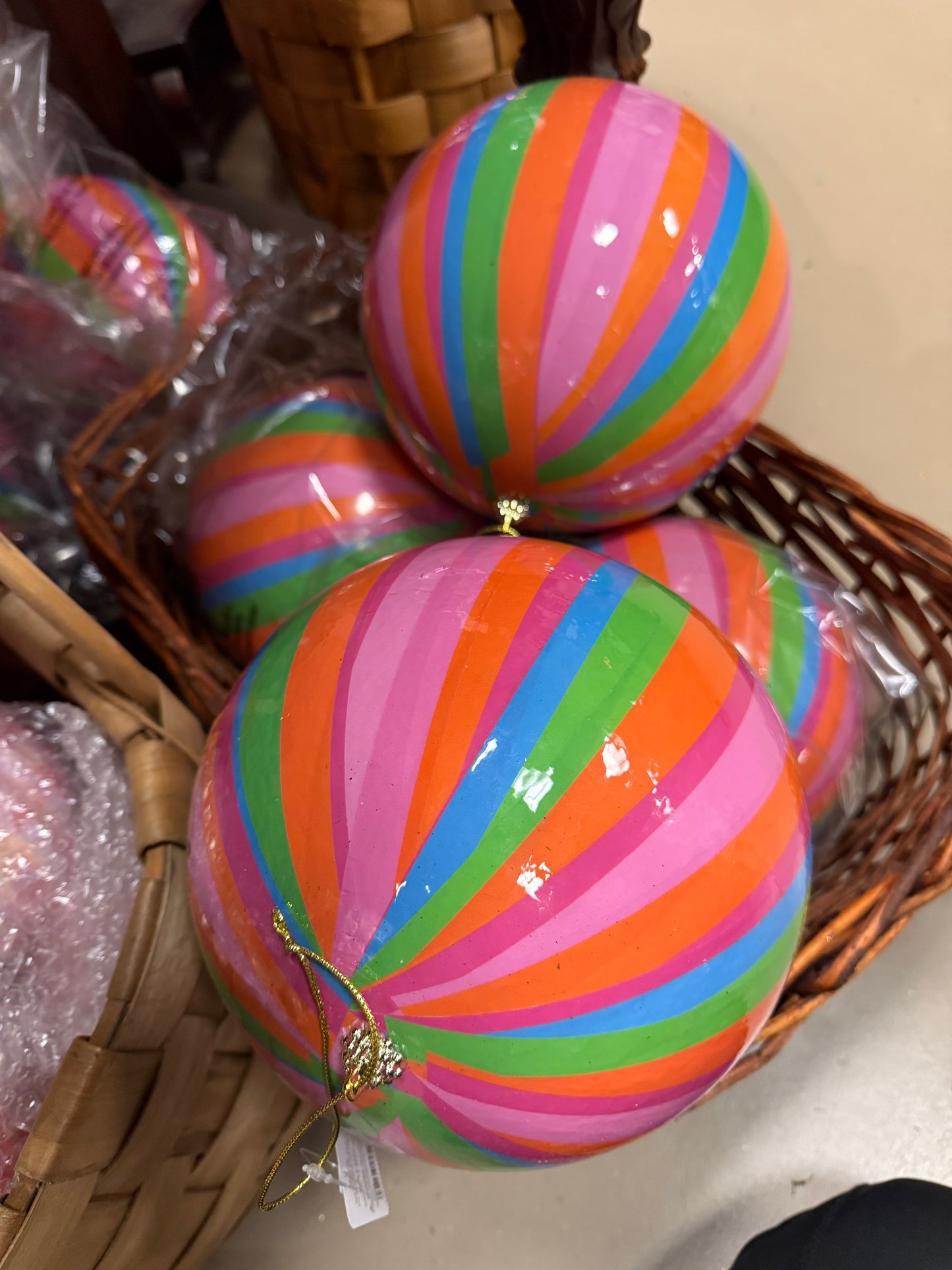 8” Striped Ball Ornament