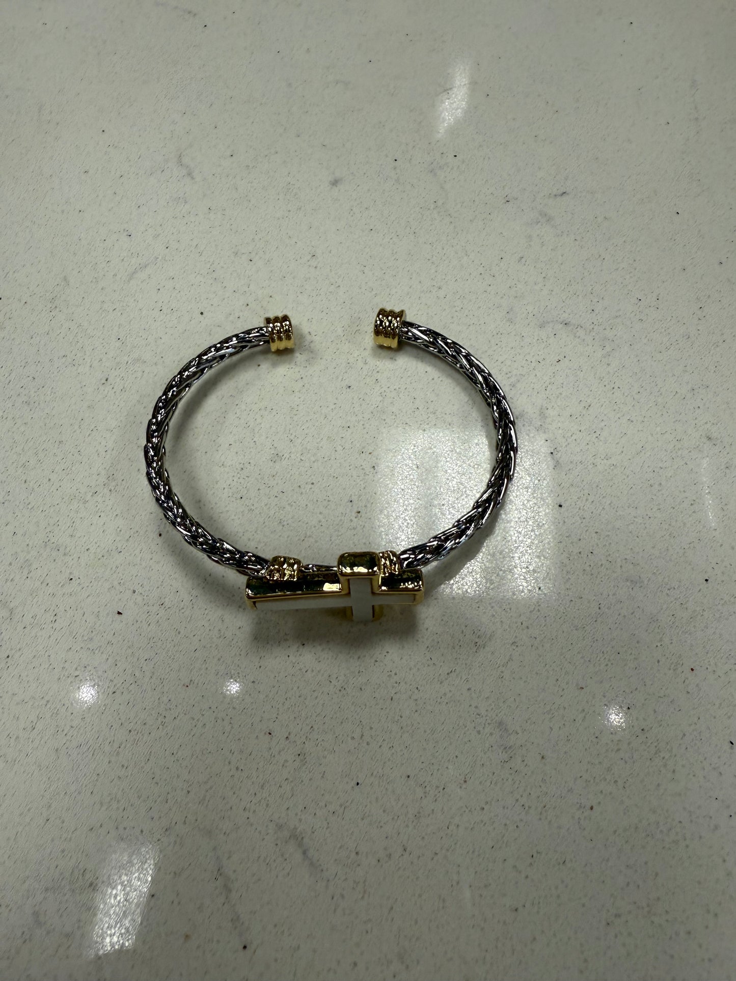 Gold and Silver Cross Bracelet