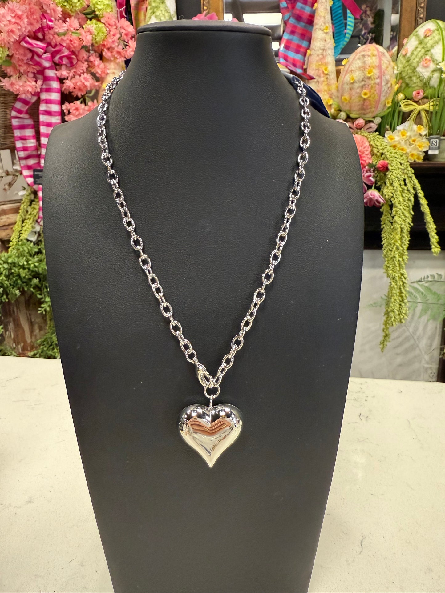 Silver Single Chain Heart Necklace