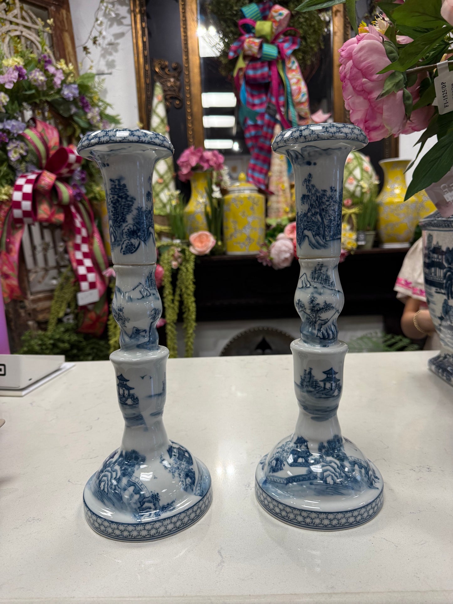 Blue and White Canton Candle Set