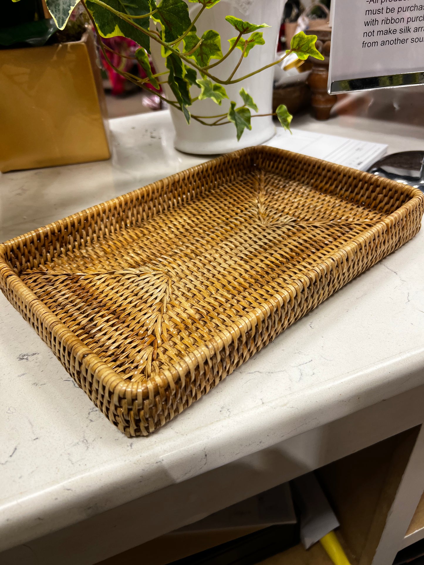 Catchall Tray Hand Woven Wicker Rattan