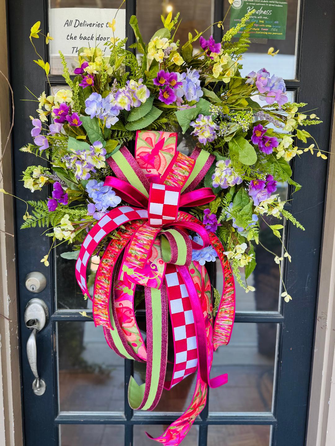 Purple Spring Wreath With Designer Bow
