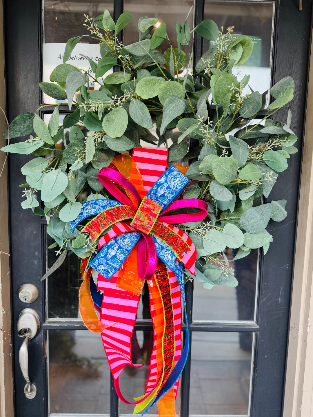 Eucalyptus Silver Dollar Wreath with Designer Bow