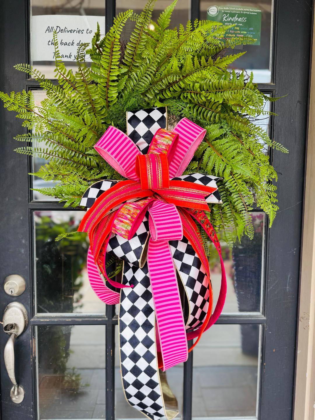 Mixed Fern Wreath with Designer Bow