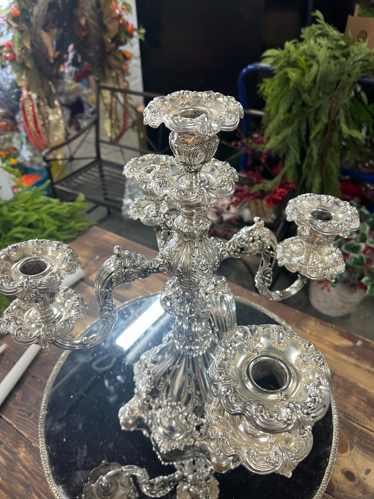 Vintage Silver-Plated 5 Branch Candelabra (1)