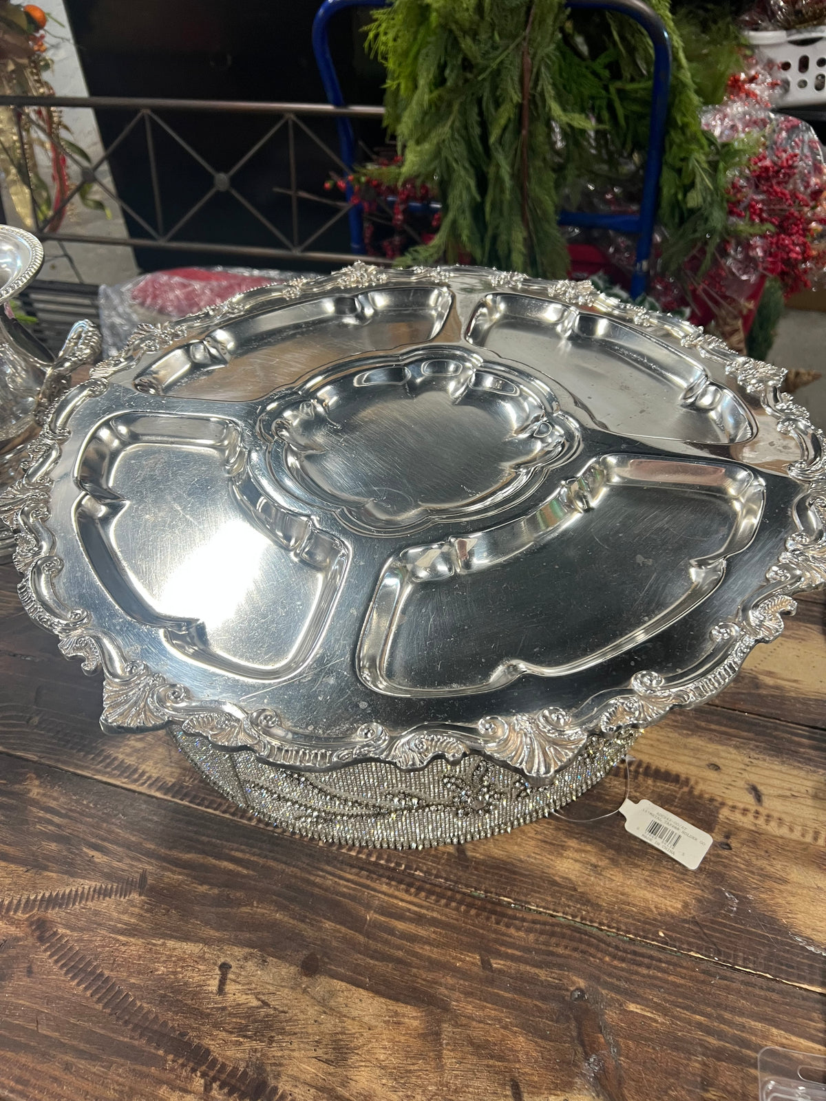 Vintage Silver-Plated Appetizer Tray with Lazy Susan