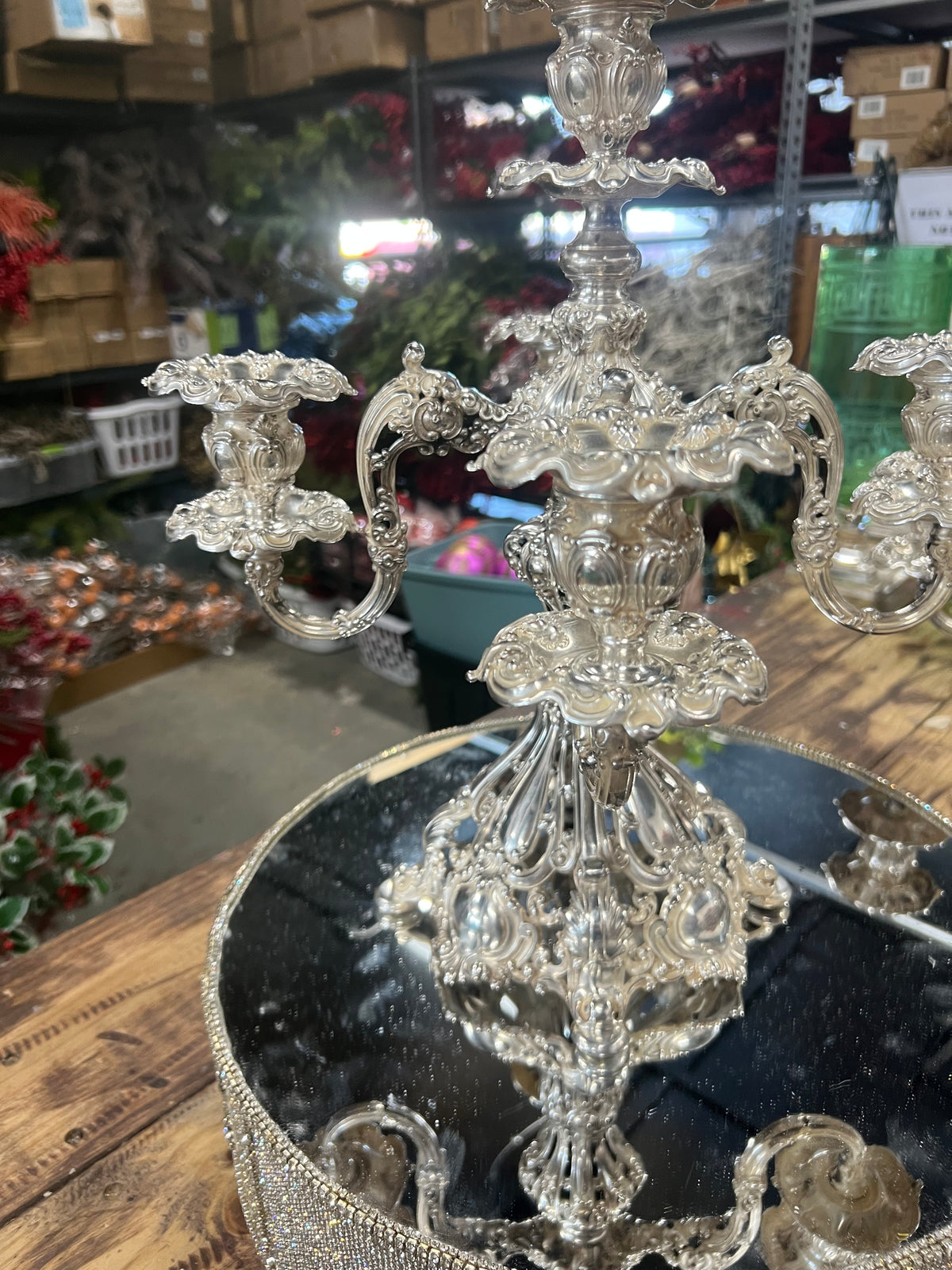 Vintage Silver-Plated 5 Branch Candelabra (2)