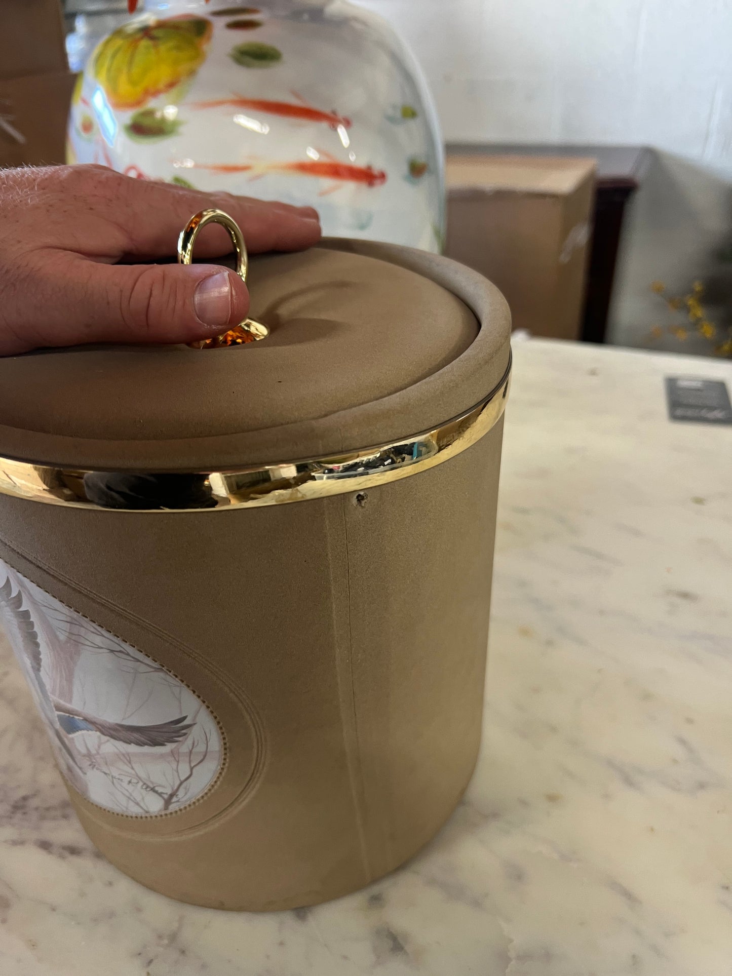 Vintage Padded,Tan Ice Bucket