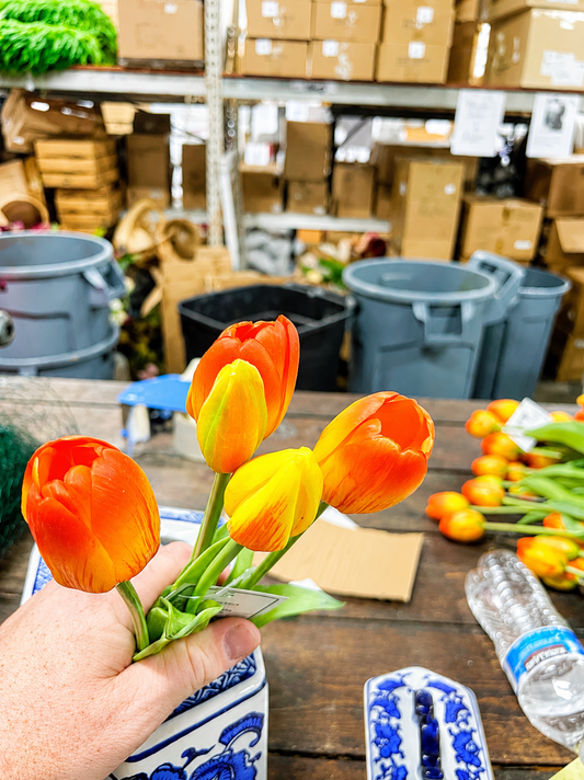 Soft Touch Bundle of 5 Orange tulips