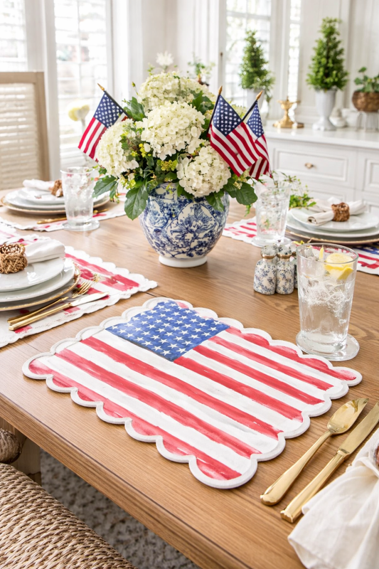 Scalloped American Flag Vinyl Placemat