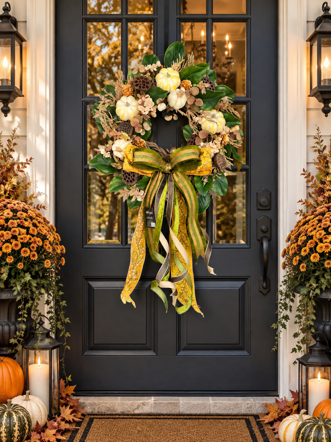 Golden Magnolia Harvest Wreath | One-of-a-Kind 🍂✨