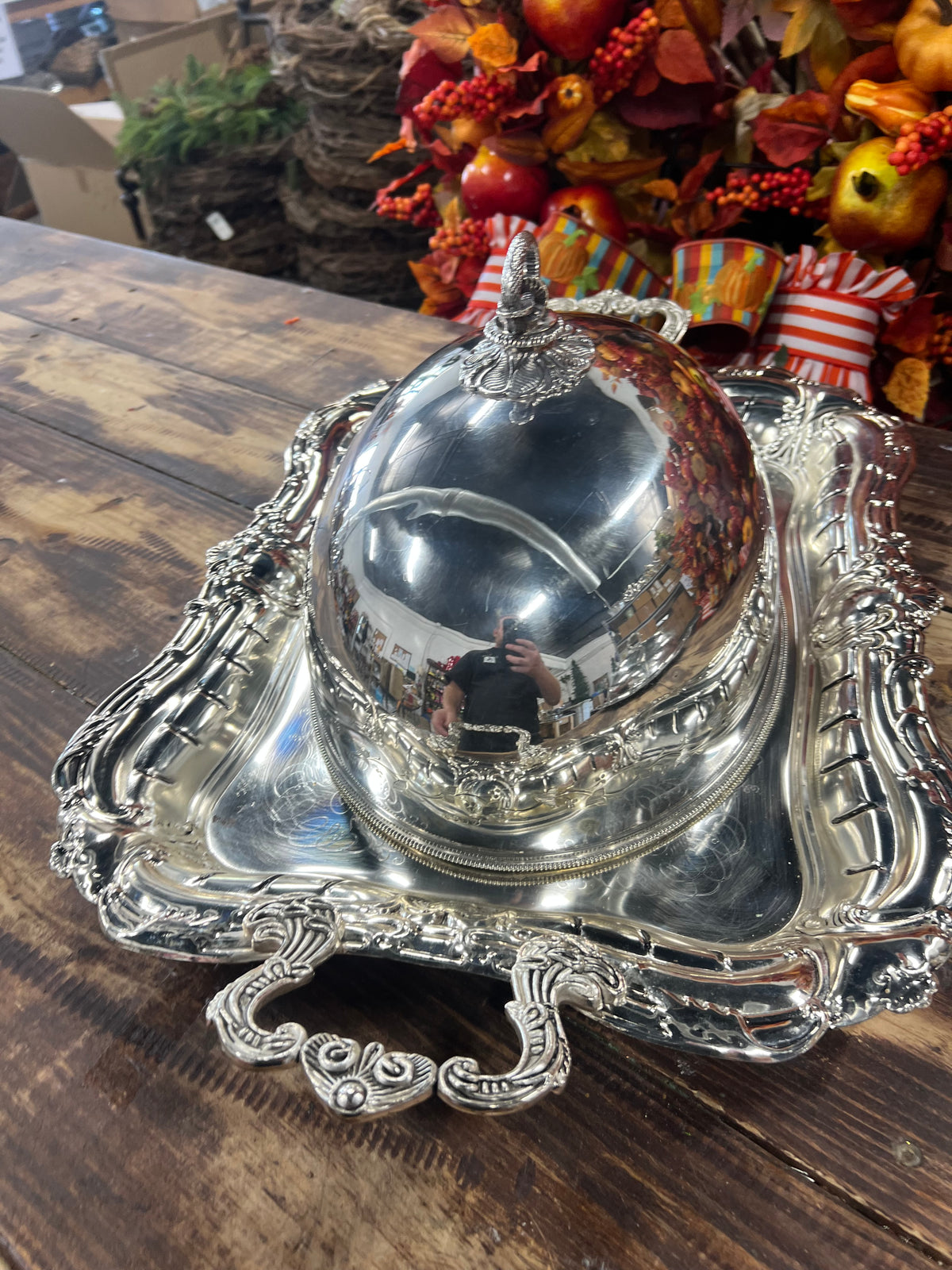 Vintage Silver Plated Meat Dome with Platter (5)