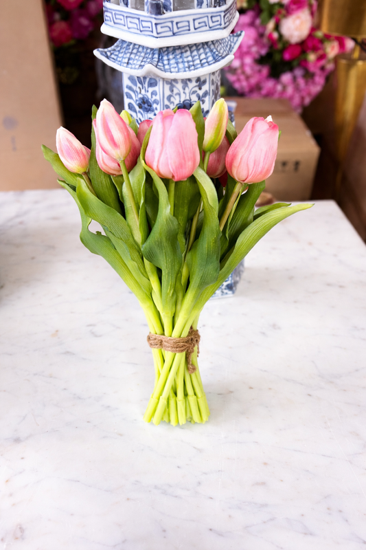 Real Touch Tulip Bundle Pink Bouquet