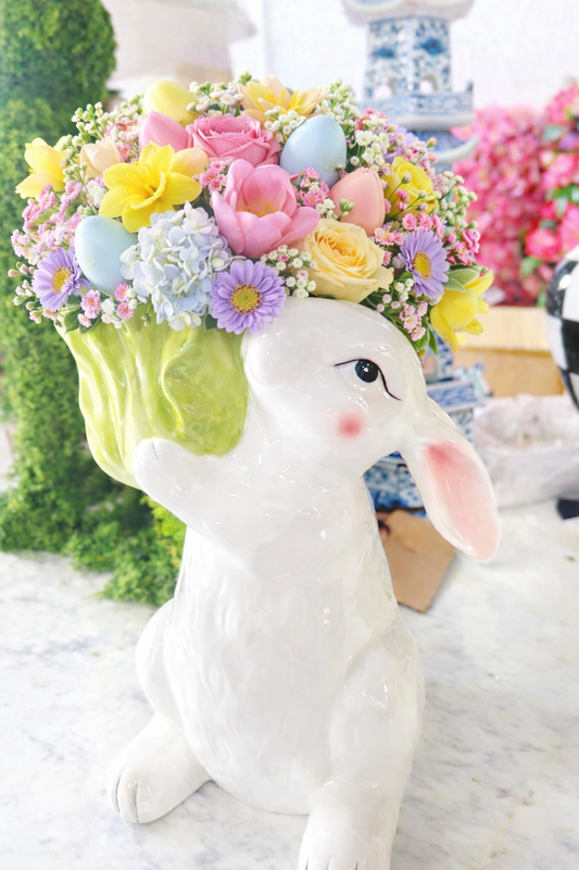 Bunny holding Cabbage Planter