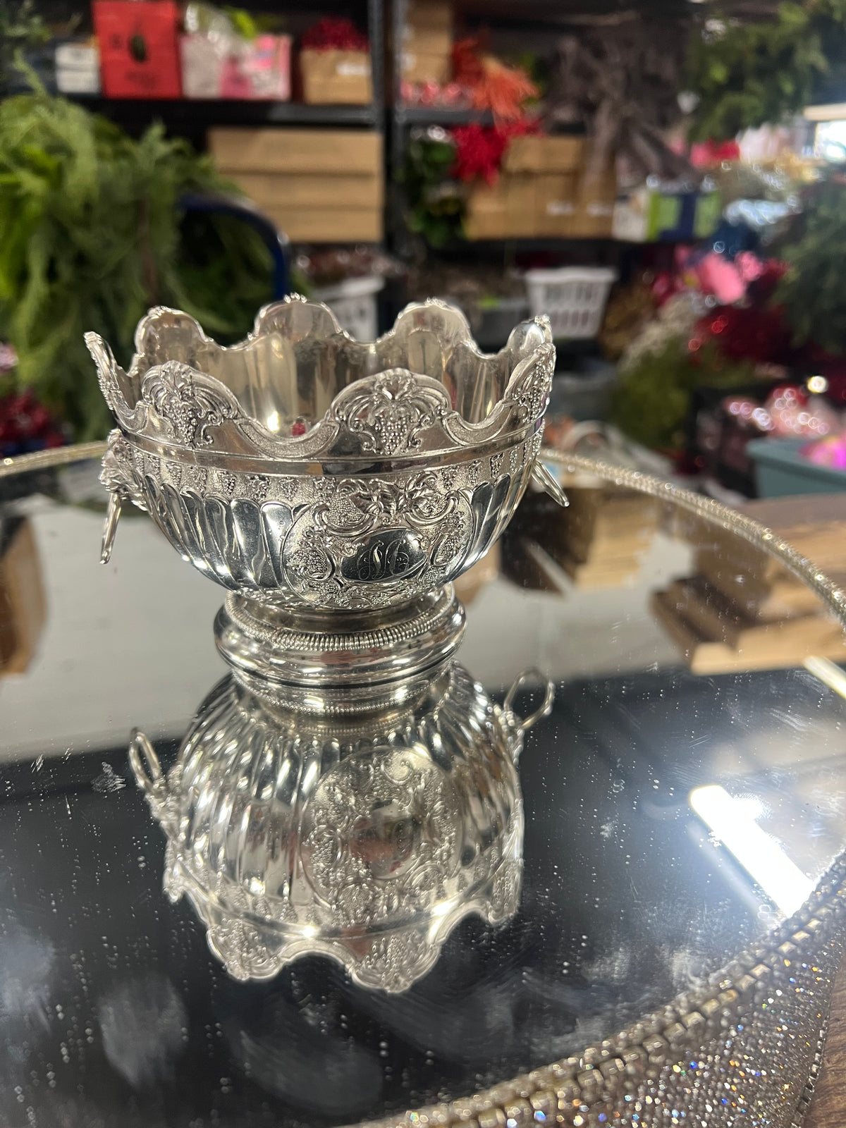 Vintage Silver-Plated Grape & Vine Bonbon Bowl