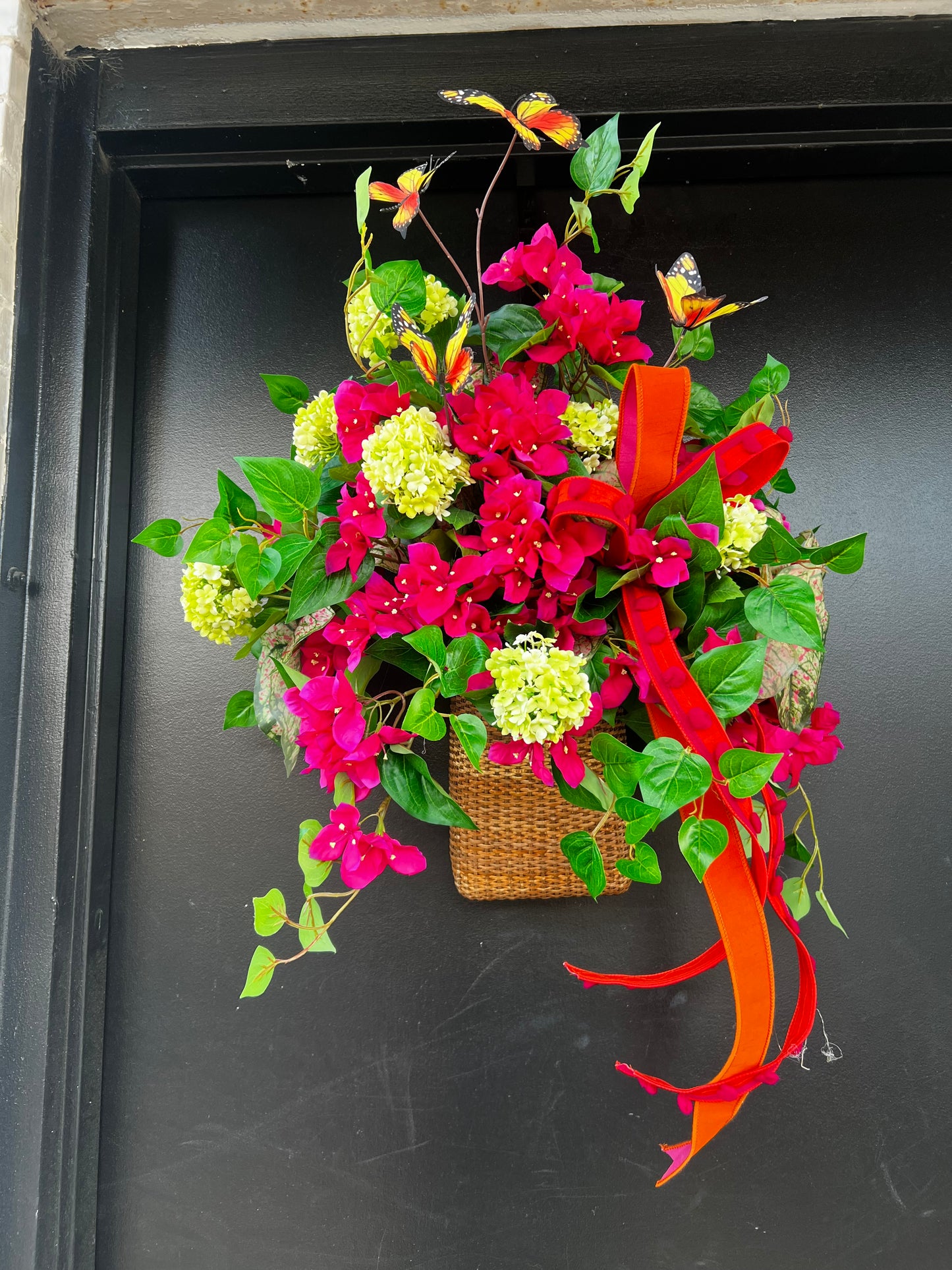 Bougainvillea and butterflies Nantucket Basket