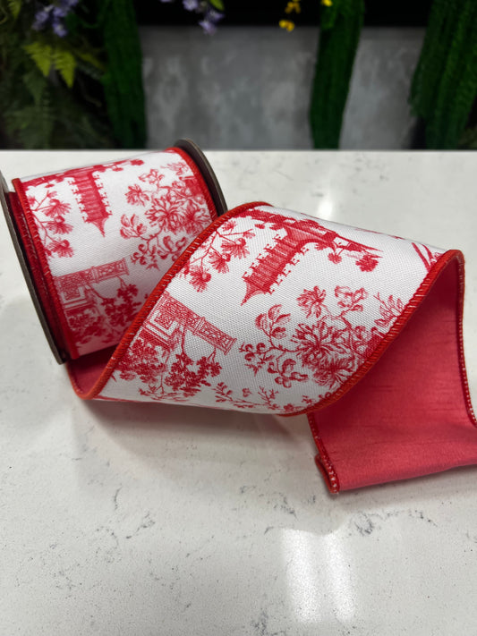 Asian Vista Chinoiserie Wired Edge Ribbon