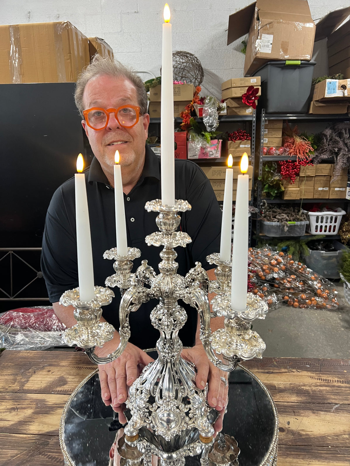 Vintage Silver-Plated 5 Branch Candelabra (1)