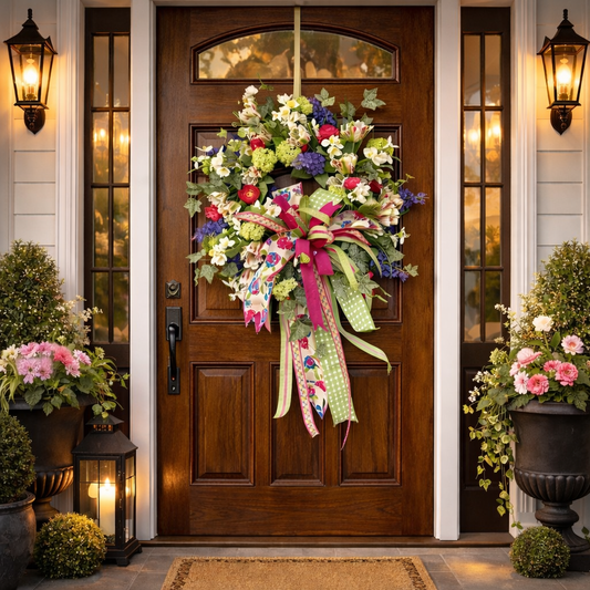 Springtime Air Bloom Bow Wreath