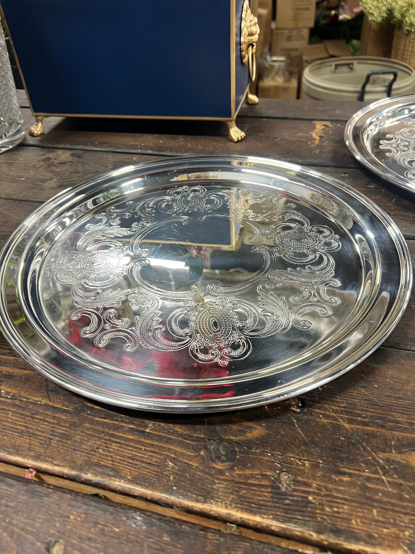 14” Vintage Silver-Plated Tray
