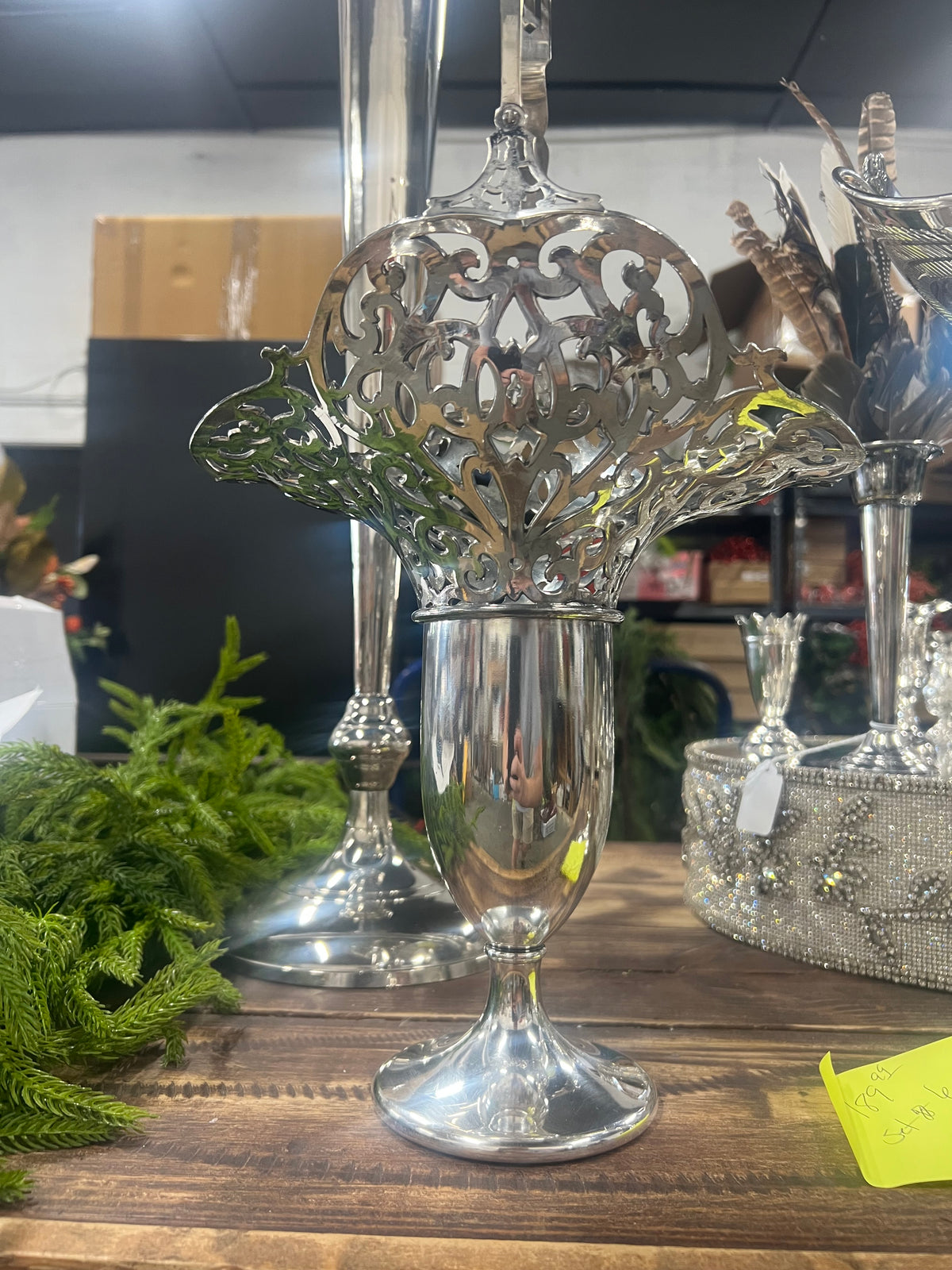 Vintage Silver-Plated Bridal Basket (20)