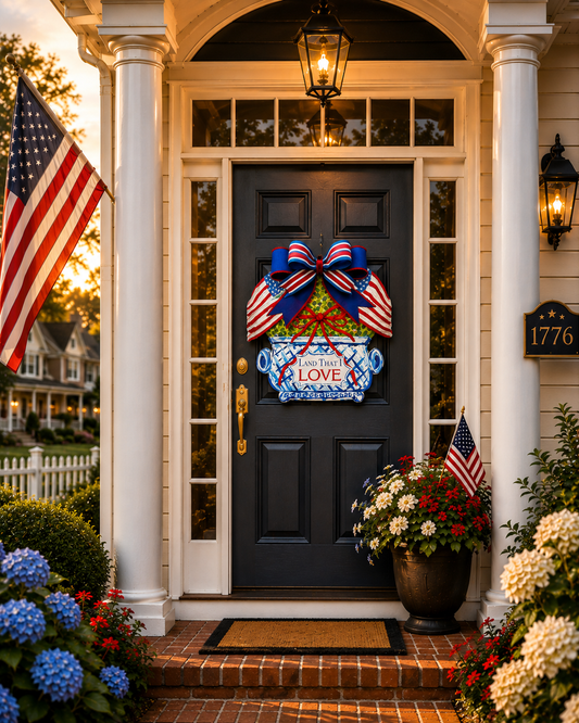 American Topiary Land That I Love Door Hanger With Bow