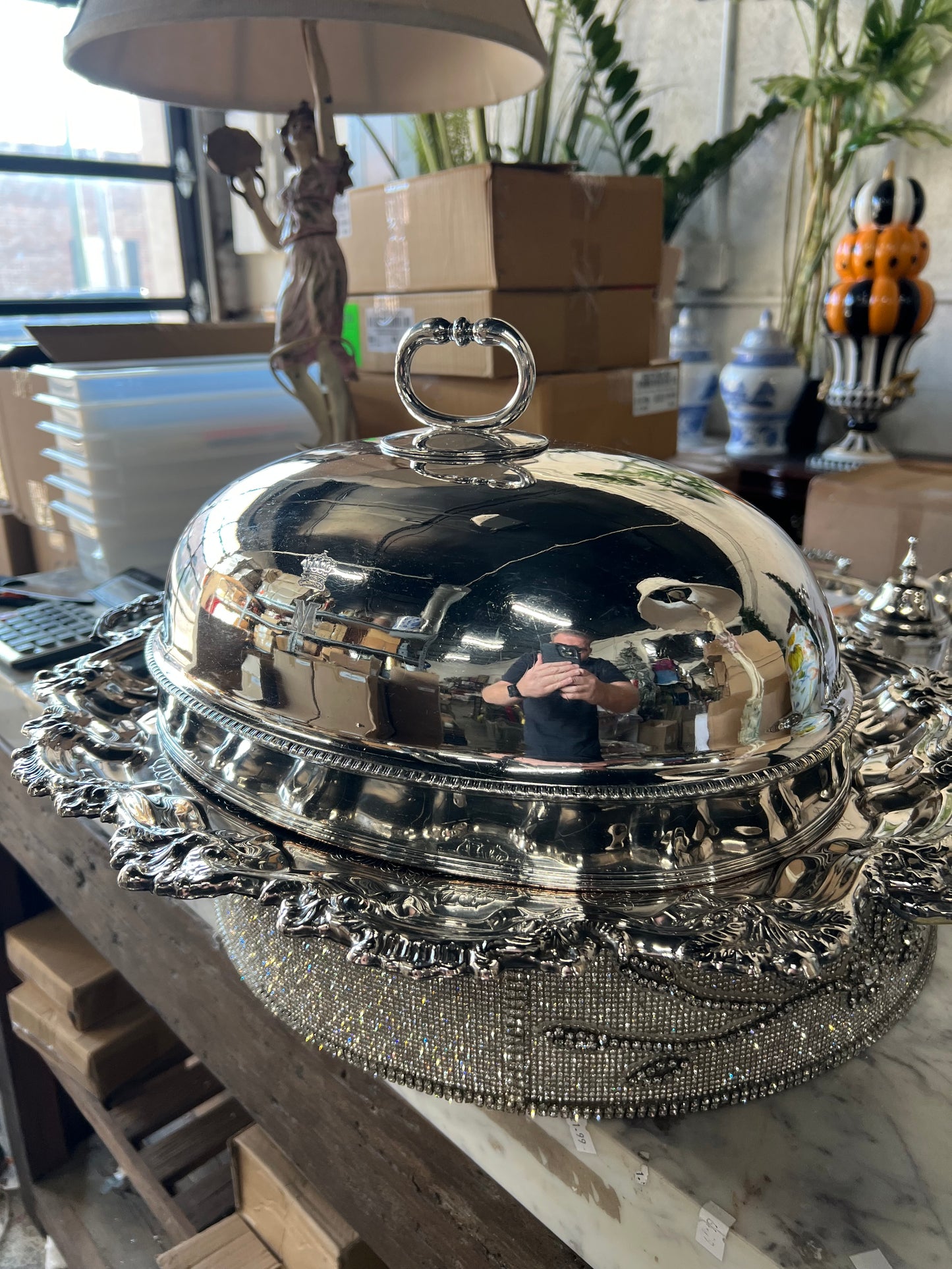 Vintage Silver-Plated Meat Dome with Platter