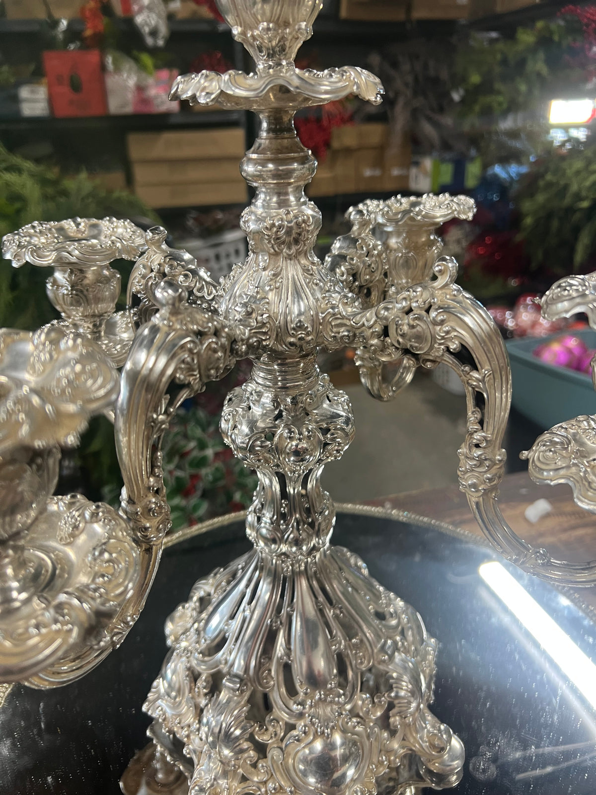 Vintage Silver-Plated 5 Branch Candelabra (2)
