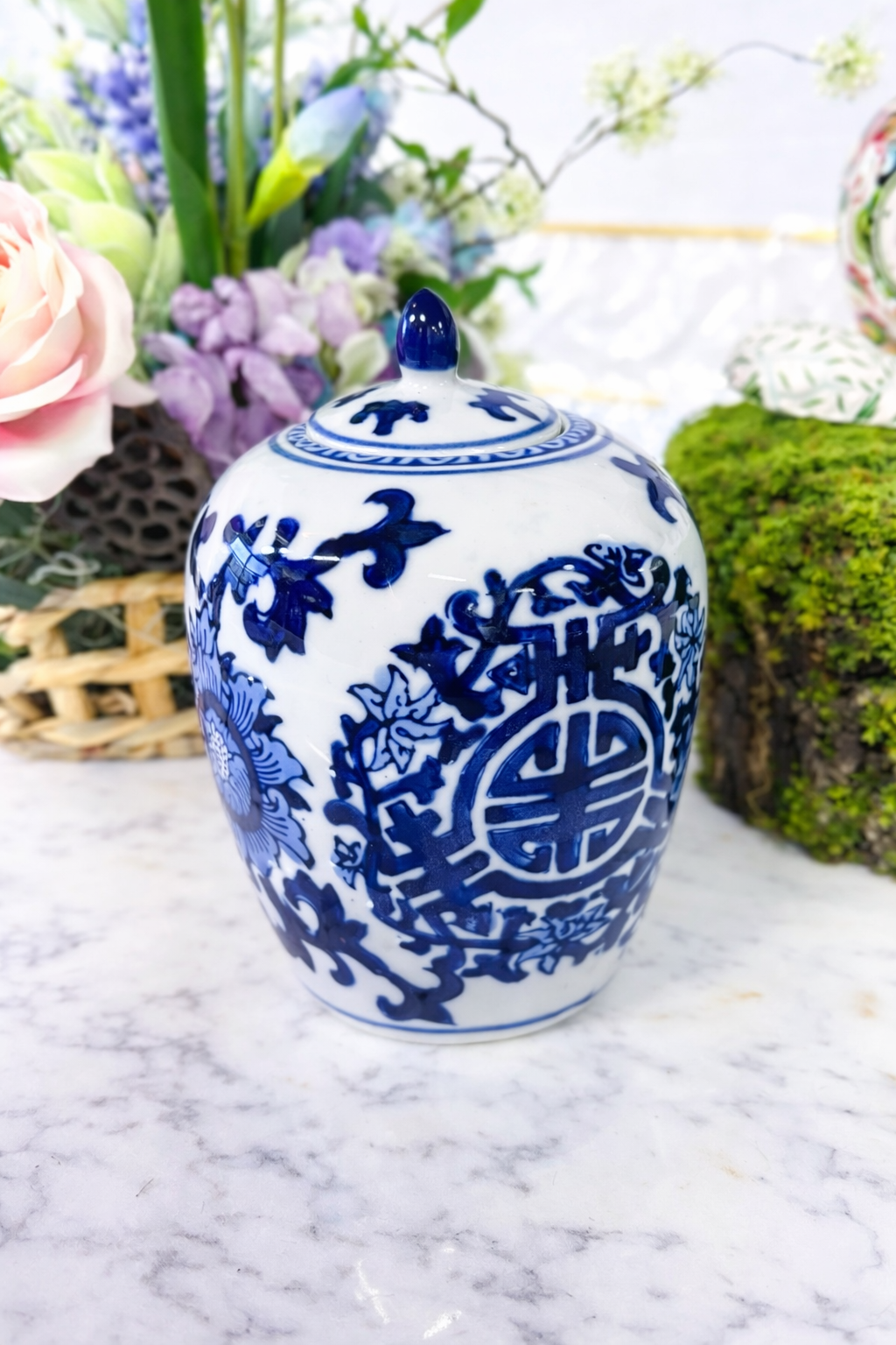 Meera Blue & White Lidded Jar