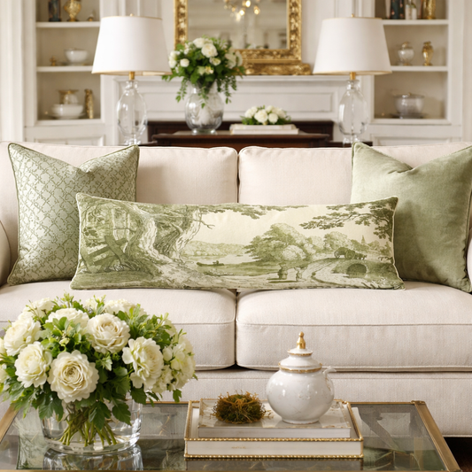 Green and White Lumbar/Body Pillow