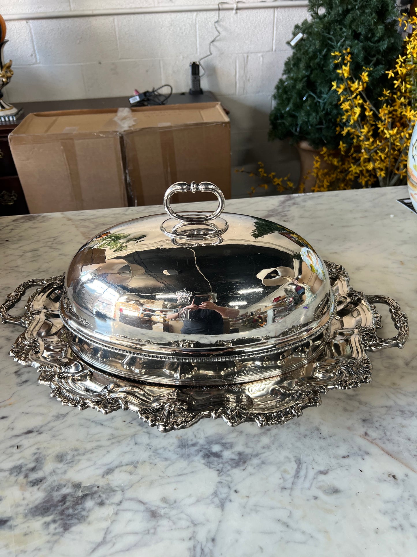 Vintage Silver-Plated Meat Dome with Platter
