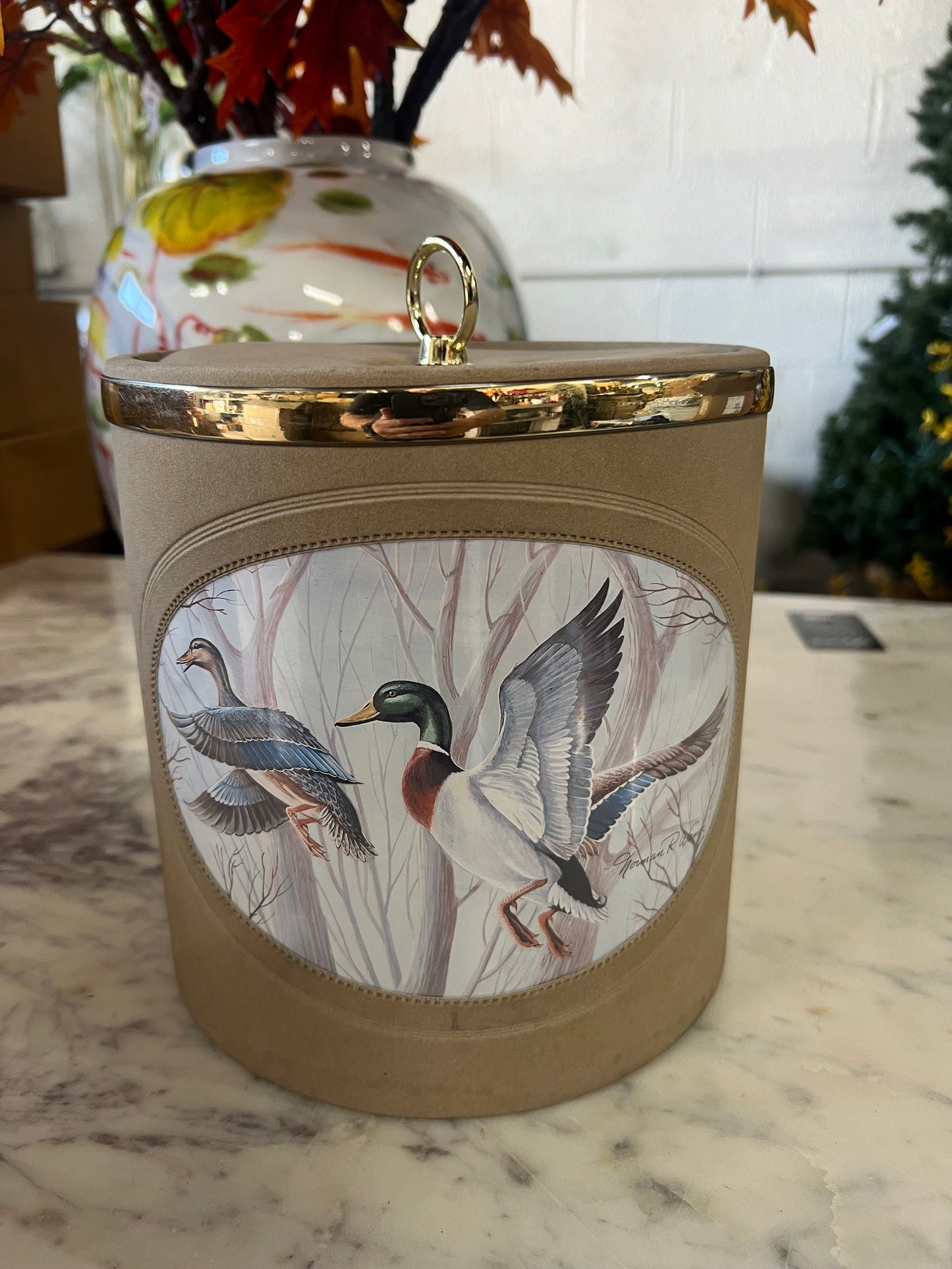 Vintage Padded,Tan Ice Bucket