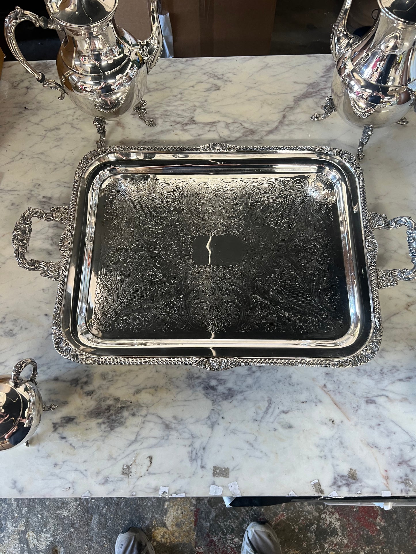 5 Piece Vintage Silver-Plated Tea Set 3