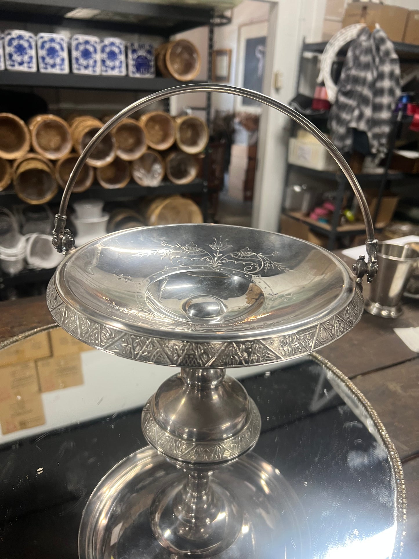 Vintage Silver-Plated Bridal Basket
