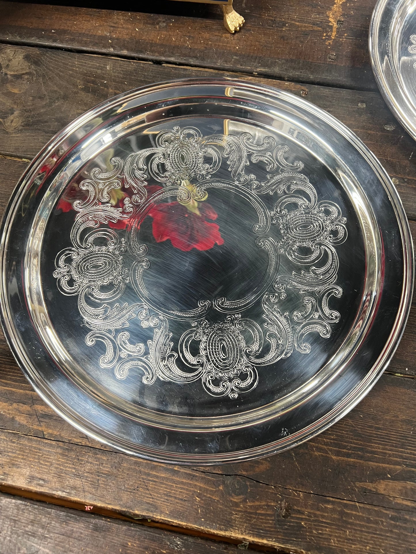 14” Vintage Silver-Plated Tray