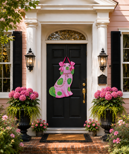 Designer Staffie Dog Door Hangers with Bow on Ears
